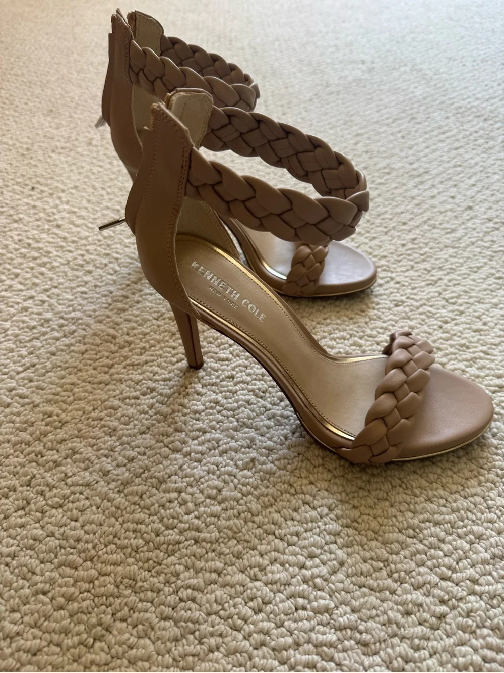 Kenneth Cole Braided Strap Stiletto Sandals in Taupe